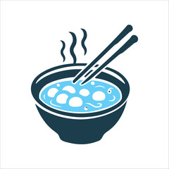 Tangyuan Soup Bowl with Chopsticks Icon Winter Solstice Bowl of steaming tangyuan glutinous rice balls with chopsticks resting on top