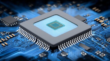 A detailed close-up showcases a central processing unit, highlighting the intricate network of circuitry and its vital role in modern technology, evoking a sense of innovation.