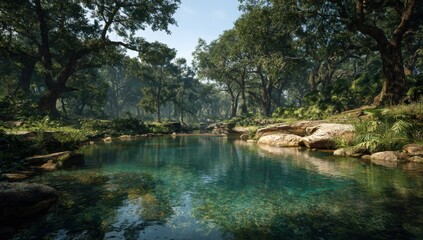 Obraz premium Tranquil forest stream (1)