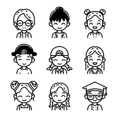 set of funny cartoon people