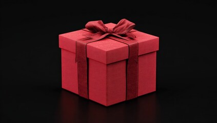 Obraz premium Red gift box on black background