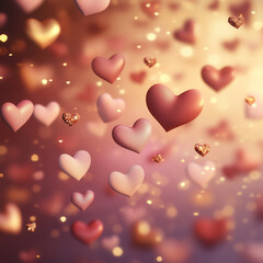 background with three-dimensional hearts