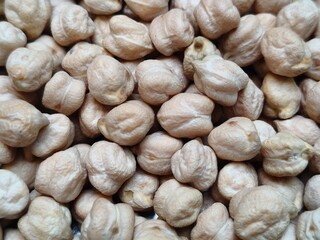 Close up shot of dried Pile of chickpeas.