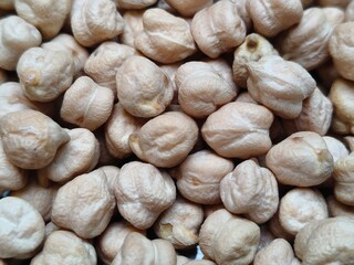 Close up shot of dried Pile of chickpeas.