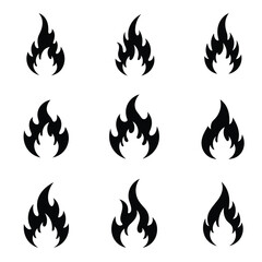 Set of fire flames vector icons stock illustration