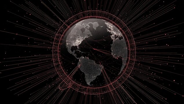 Digital globe in dark space - Powered by Adobe