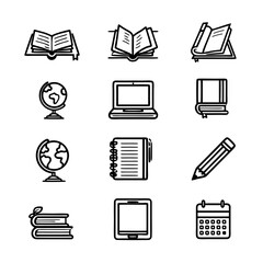 school icons set