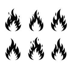 Set of fire flames vector icons stock illustration