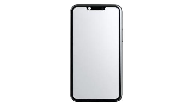 A black smartphone with a blank screen