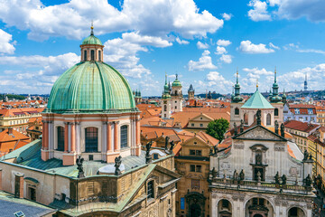 Prague from above — rooftops, spires, and streets of the old town preserving centuries of architectural heritage.Prague,Czech Republic
