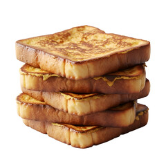 Stack of Golden Brown French Toast on White Background.