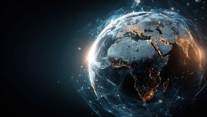Earth, digital network, glowing