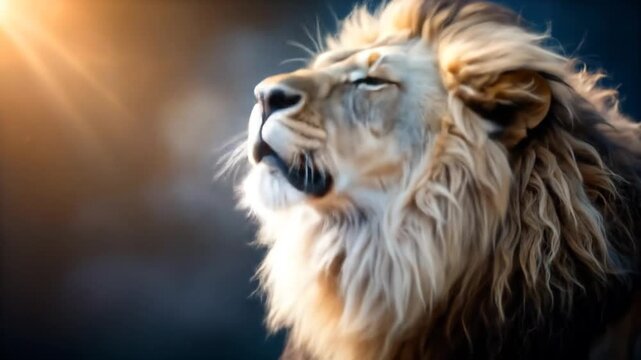 Majestic Lion Roaring in the Sunlight, Revealing His Wild Beauty and Power
