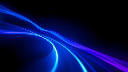 Vibrant blue and purple light trails swirling in a dark space, creating a futuristic and abstract atmosphere.