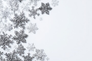 Silver snowflakes on white background (2)