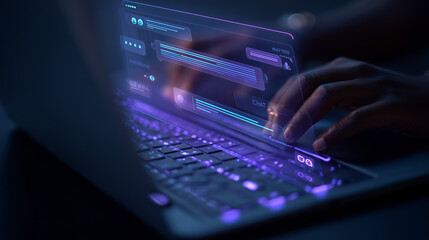 Businessman using a computer to document management concept, online documentation database and digital file storage system/software, records keeping, database technology, file access, doc sharing.