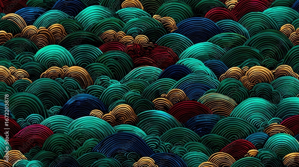 Poster an intricate, densely packed composition of layered, curvilinear forms evokes a sense of organic gro
