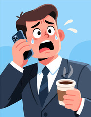 Stressed Businessman Receiving Bad News on Phone