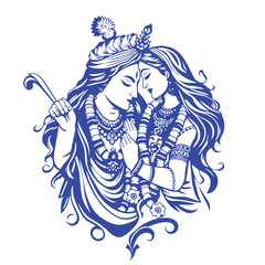 Divine love of radha and krishna vector design concept illustration.