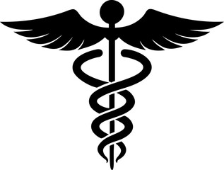 Dark blue caduceus symbol for medical or healthcare advertising