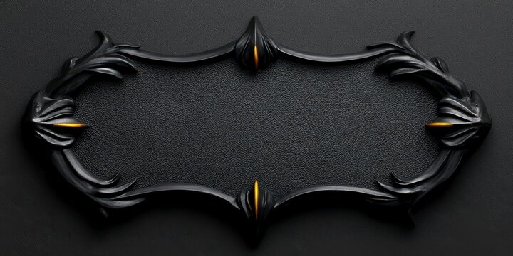 Antique vampire style nameplate with gothic iron. Aged vampiric sign crafted from forged metal dark age typeface vintage label heraldic emblem medieval lettering victorian