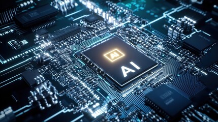 Fototapeta premium AI Chip on a Circuit Board