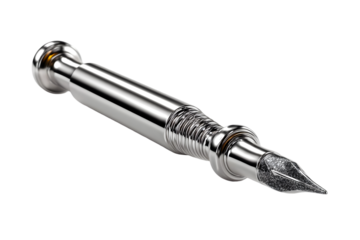 Elegant silver fountain pen with textured nib and intricate detailing, perfect for luxury writing