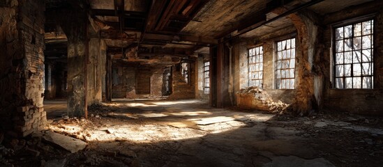 Sun-drenched ruin of an abandoned factory