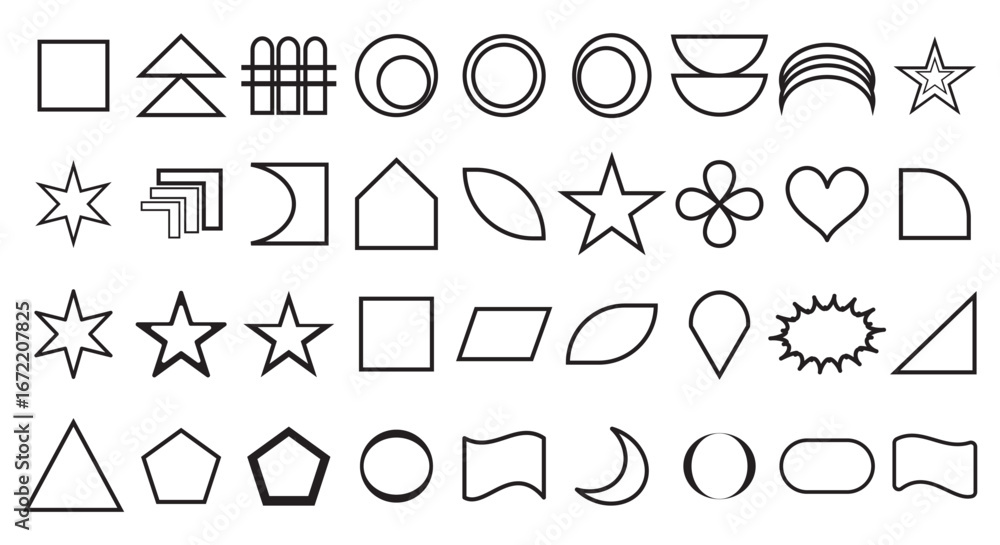 Aufkleber abstract and basic shapes collection. vector basic shape. geometric formal shape. polygonal elements
