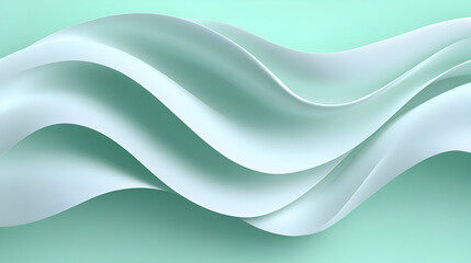 Obraz premium White silk fabric draped on a light green background.