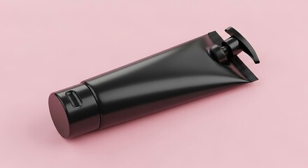 Sleek Black Cosmetic Tube Pump Packaging Design