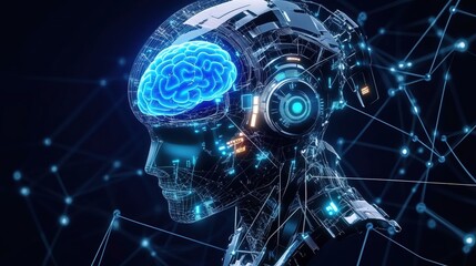 Obraz premium AI Brain in Futuristic Robot