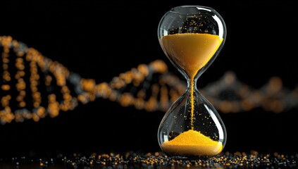 Hourglass with DNA backdrop