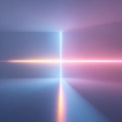 Neon light beams intersecting in a futuristic space