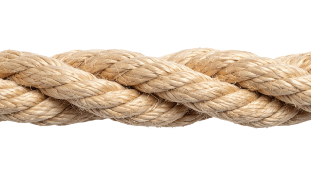 Thick braided natural fiber rope with tight weave, coarse strands, and pronounced texture.