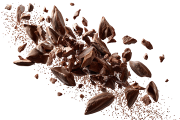 Chocolate pieces in motion