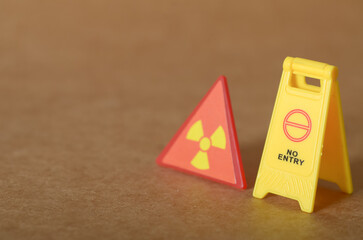 Radioactive Hazard Zone: A clear warning sign and no entry barrier indicating a strictly forbidden area.