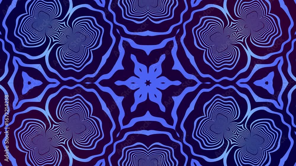 Poster mesmerizing kaleidoscope pattern - abstract geometric motion graphics.