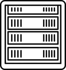 Server Rack Icon With Four Horizontal Slots And Vertical Lines computer hardware data center