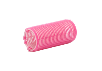 Pink Hair Roller for Curls and Volume on White.