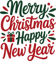 Merry Christmas Happy New Year Festive Greeting