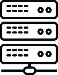 Three stacked server units connected by a network cable symbol computer technology