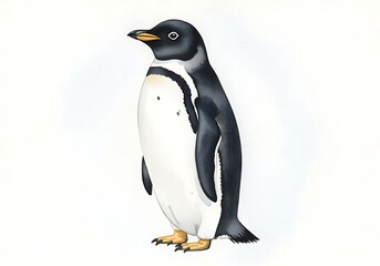 Obraz premium Adelie Penguin Watercolor Painting Illustration on White Background