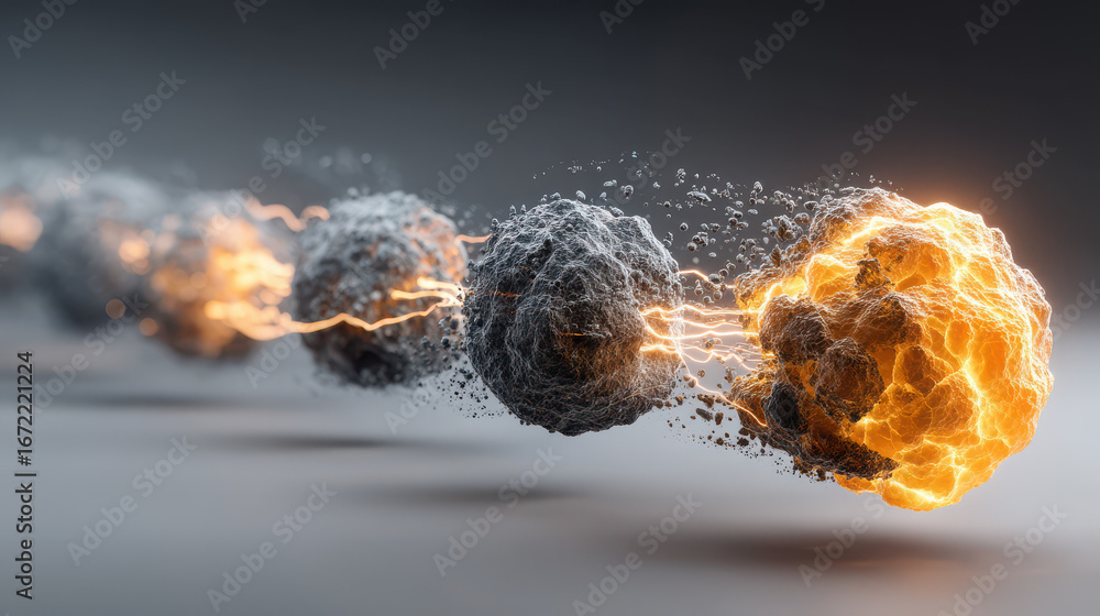 Poster explosive energy bursts create dynamic visual of particles in motion, showcasing blend of fire and s