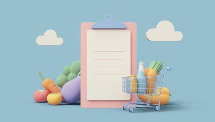 Pastel grocery list