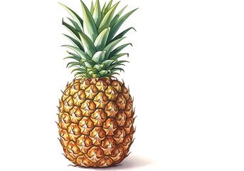 Fototapeta premium Watercolor Pineapple Illustration on White Background