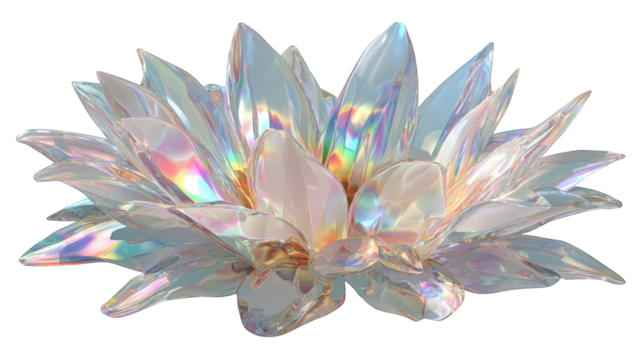A stylized, iridescent lotus flower