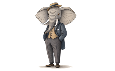 A elephant wearing a formal dress,elephant,formal,attire,children,comedy,disguise,fancy,human,humor,powerful,tattoo,buttons,caricature,classroom,clip art,collaboration,colours,conceptual,dressed,execu