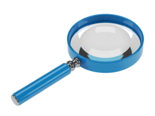 Blue Magnifying Glass on White Background lens optical instrument isolated on a transparent background