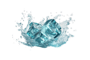 Obraz premium Ice cube splashing in water